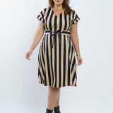 Vestido Curto Pontoroma Listrado Com Cinto