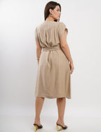 Vestido Curto Linho Misto Com Pesponto