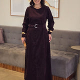 Vestido Longo Veludo Com Bolsos