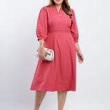 Vestido Midi Crepe Encorpado Com Nervuras