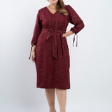 Vestido Midi Risca De Giz Com Pesponto