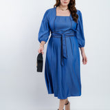 Vestido Midi Denim Com Vivo