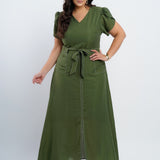 Vestido Longo Limen Com Pesponto