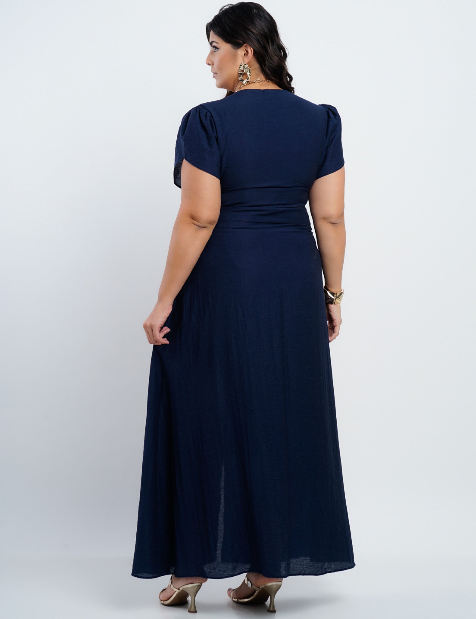 Vestido Longo Limen Com Pesponto