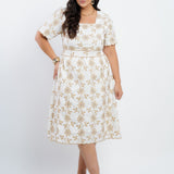 Vestido Curto Linho Misto Com Bordado