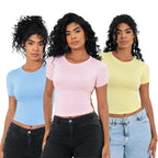 KIT 03 Baby Tee Feminina - Blusa Slim [Compre 1 leve 3]